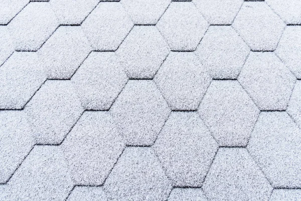 Asphalt Roofing Shingles Texture Covered Light Snow House Roof Shingles — Stock Photo, Image