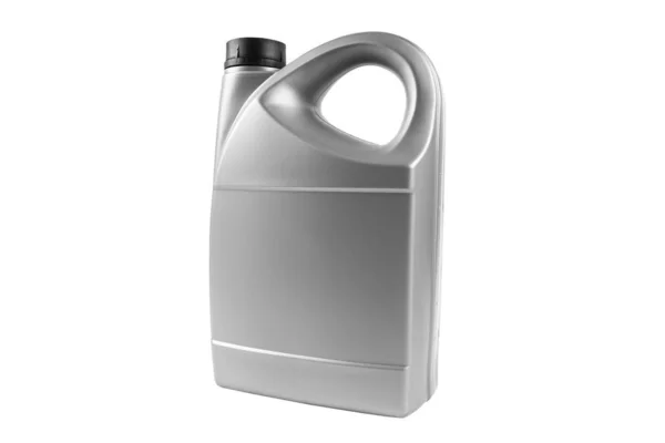 Nová Plastová Nádoba Olejem Izolované Bílém Pozadí Nádrž Nádrž Benzín — Stock fotografie