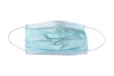 Tıbbi maske. Beyaz arka planda izole edilmiş tıbbi koruyucu maskeler. Sağlık ve tıbbi konsept. Koruyucu yüz maskesi ya da tıbbi maske. Tıbbi koruyucu bandaj.