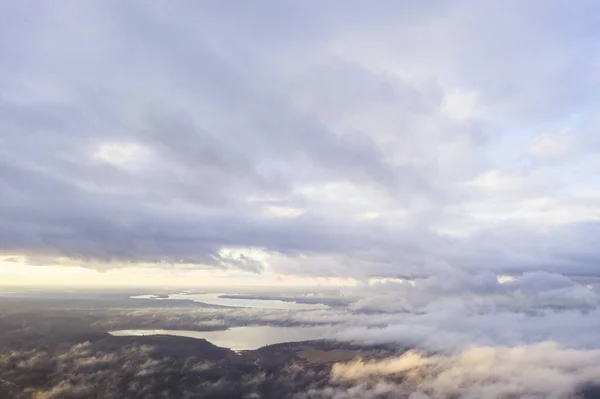 Вид Повітря Білі Хмари Блакитному Небі Вид Дрона Хмарний Пейзаж — стокове фото