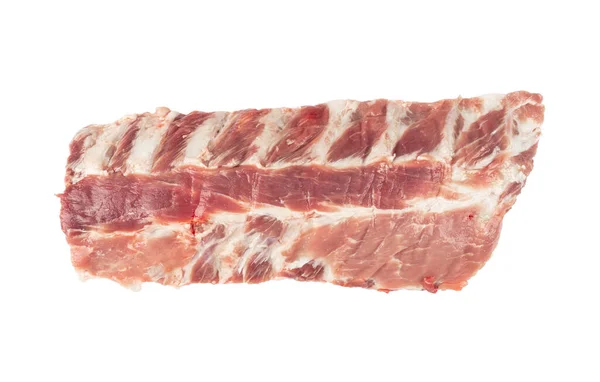 Costelas Carne Porco Cruas Isoladas Fundo Branco Costeletas Frescas Carne — Fotografia de Stock
