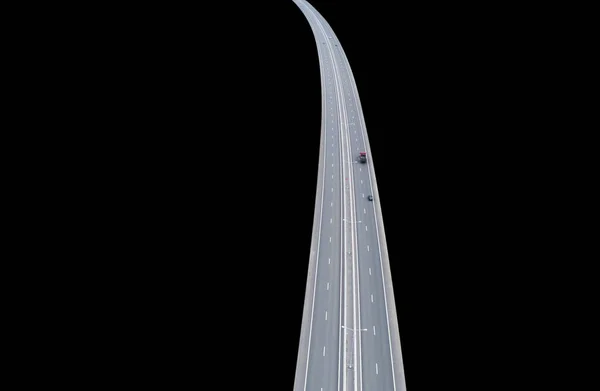 Вид Повітря Шосе Місті Ізольовано Чорному Тлі Автомобілі Перетинають Обмінний — стокове фото