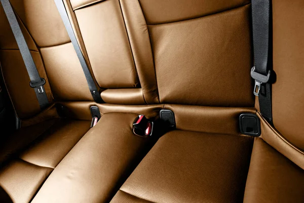 Back Passenger Brown Seats Modern Luxury Car Orange Perforated Leather — Stock Photo, Image
