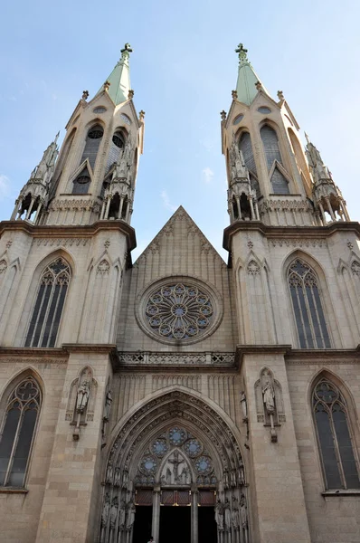 Facade of Metropolitan Cathedral in Sao Paulo — Stock Photo, Image