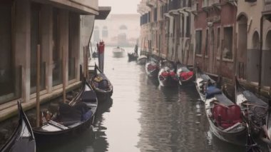 Venedik gondolcu gondol Venedik, İtalya'nın yeşil kanal suları ile topa vurma