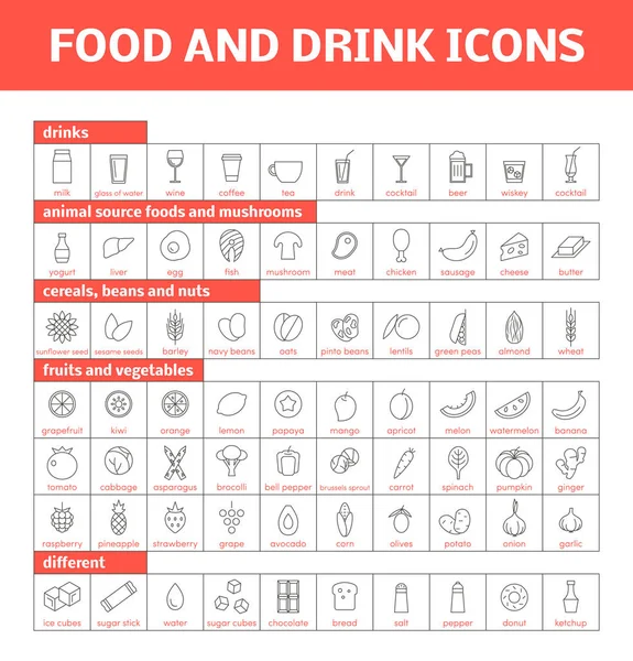 Food and drink icons — Stock Vector