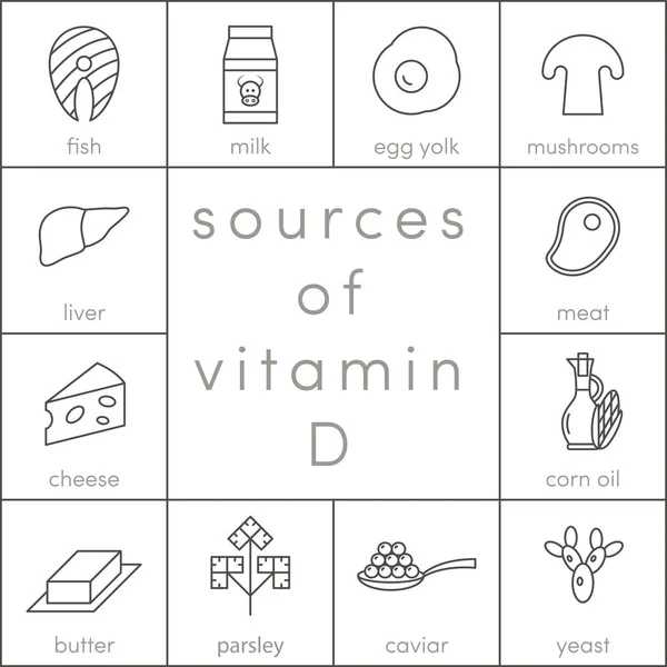D-vitamin källor — Stock vektor