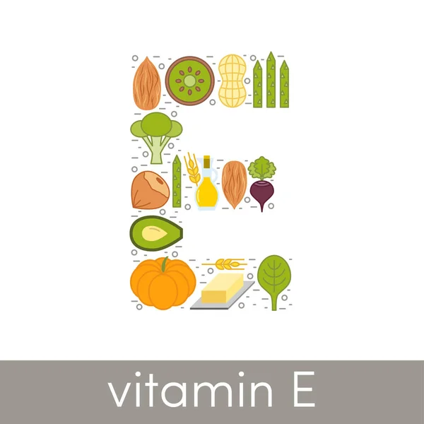 Zdroje vitaminu E — Stockový vektor