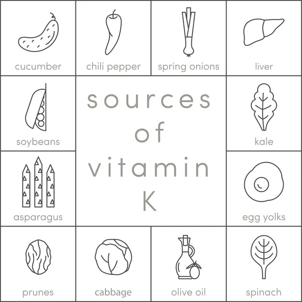 Fuentes de vitamina K — Archivo Imágenes Vectoriales