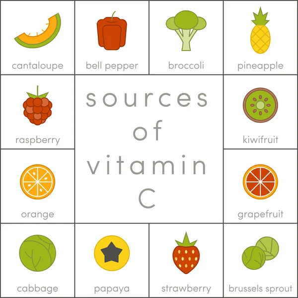 Fontes de vitamina C —  Vetores de Stock