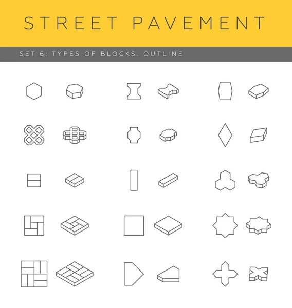 Set of concrete paver blocks — Stock Vector