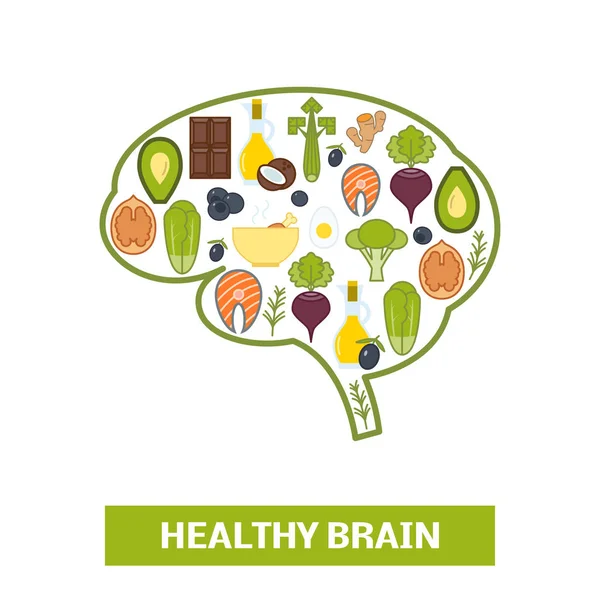 Foods in shape of human brain — Stock Vector