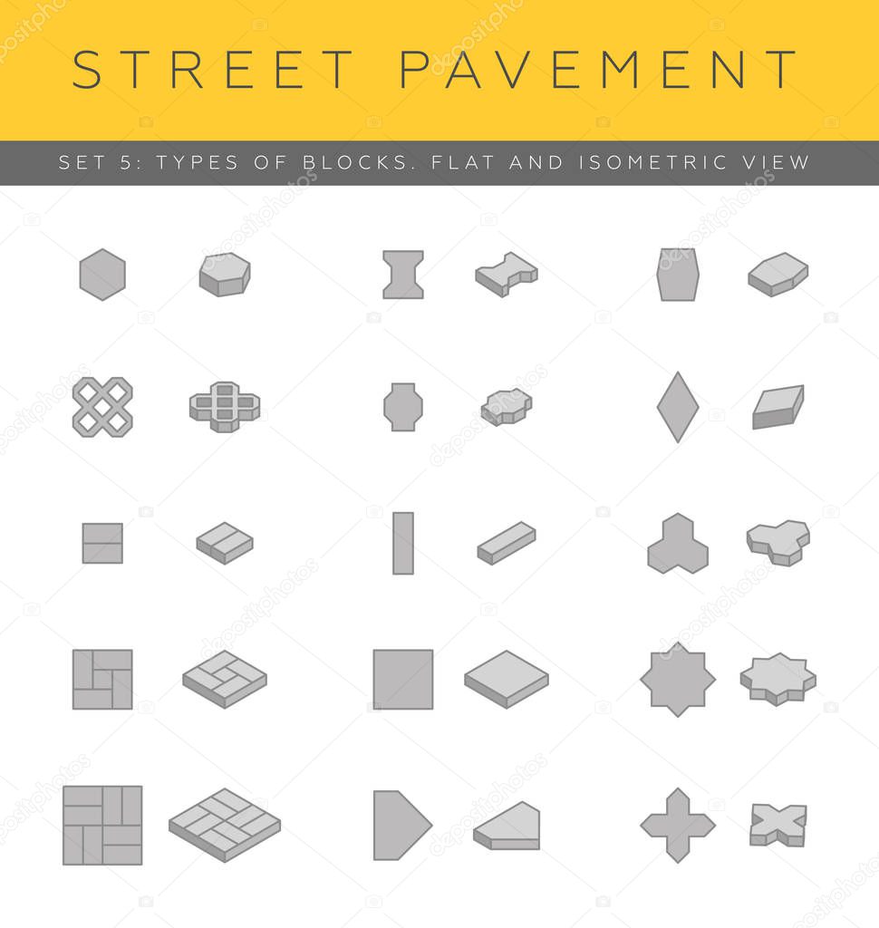 Set of concrete paver blocks