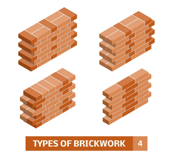 Isometric brick course patterns — Stock Vector