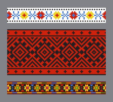 Ethnic Ukrainian seamless patterns clipart