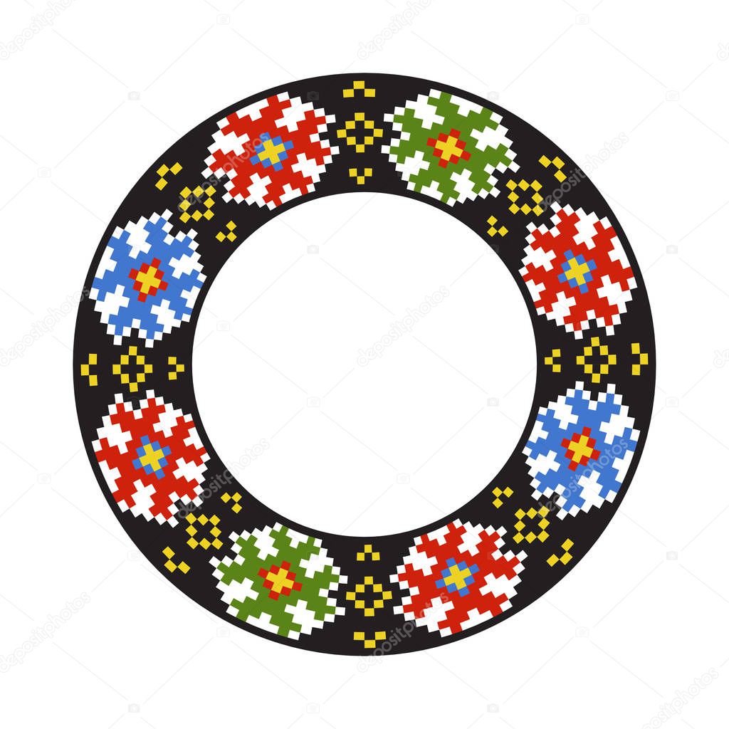 Round traditional Ukrainian ornament