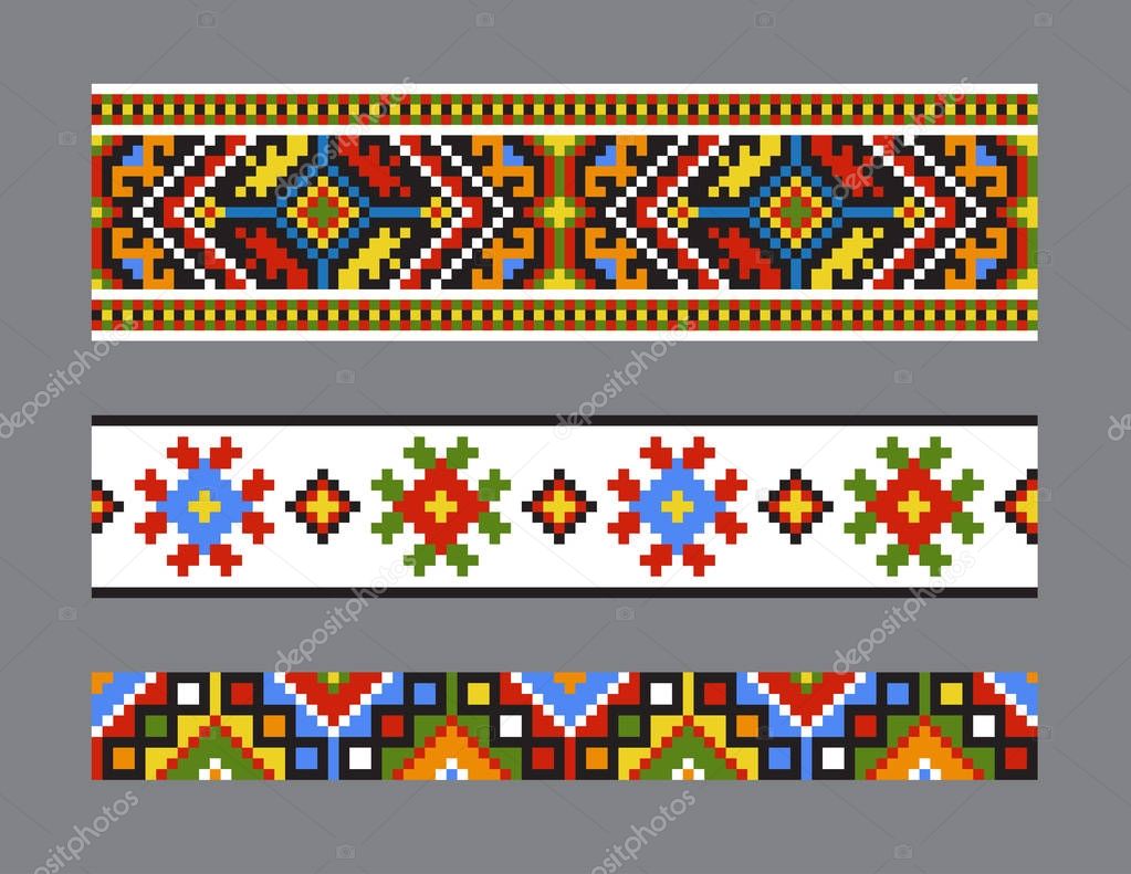 Ethnic Ukrainian seamless patterns