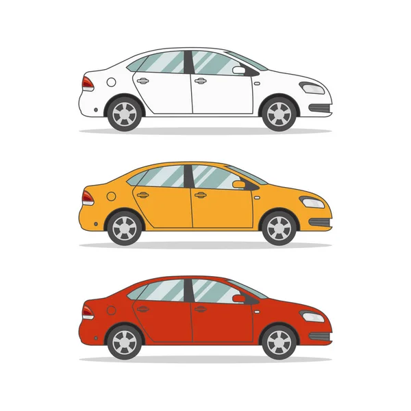 Simple sedan in different colors — Stock Vector