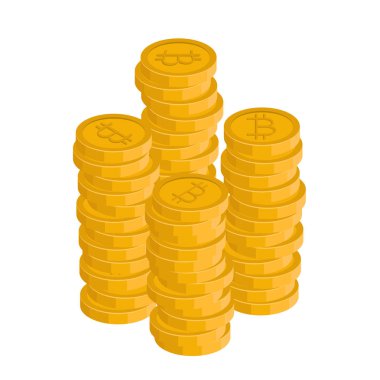 İzometrik bitcoin yığınları