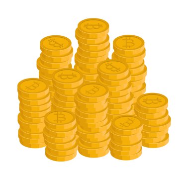 İzometrik bitcoin yığınları