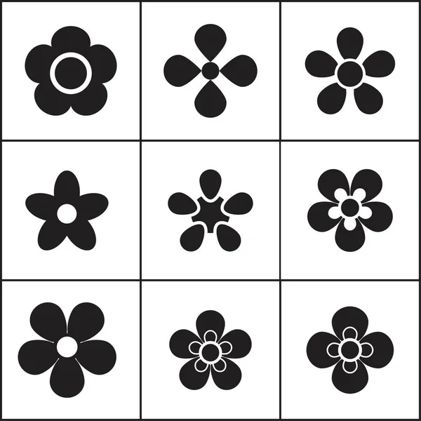 Set di semplici icone di fiori piatti — Vettoriale Stock