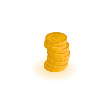 Isometric Euro coin stack, simple vector illustration clipart