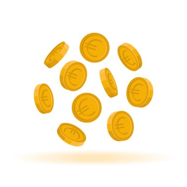 Euro coins yuvarlak şekil olarak havada yüzer, vektör
