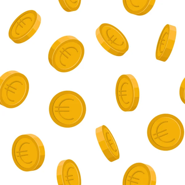 Vector Image Euro Coins Falling Seamless Illustration — Stock Vector