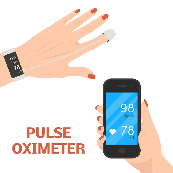 Pulse Oximeter Measuring Pulse Rate Oxygen Saturation Vector — Stock Vector