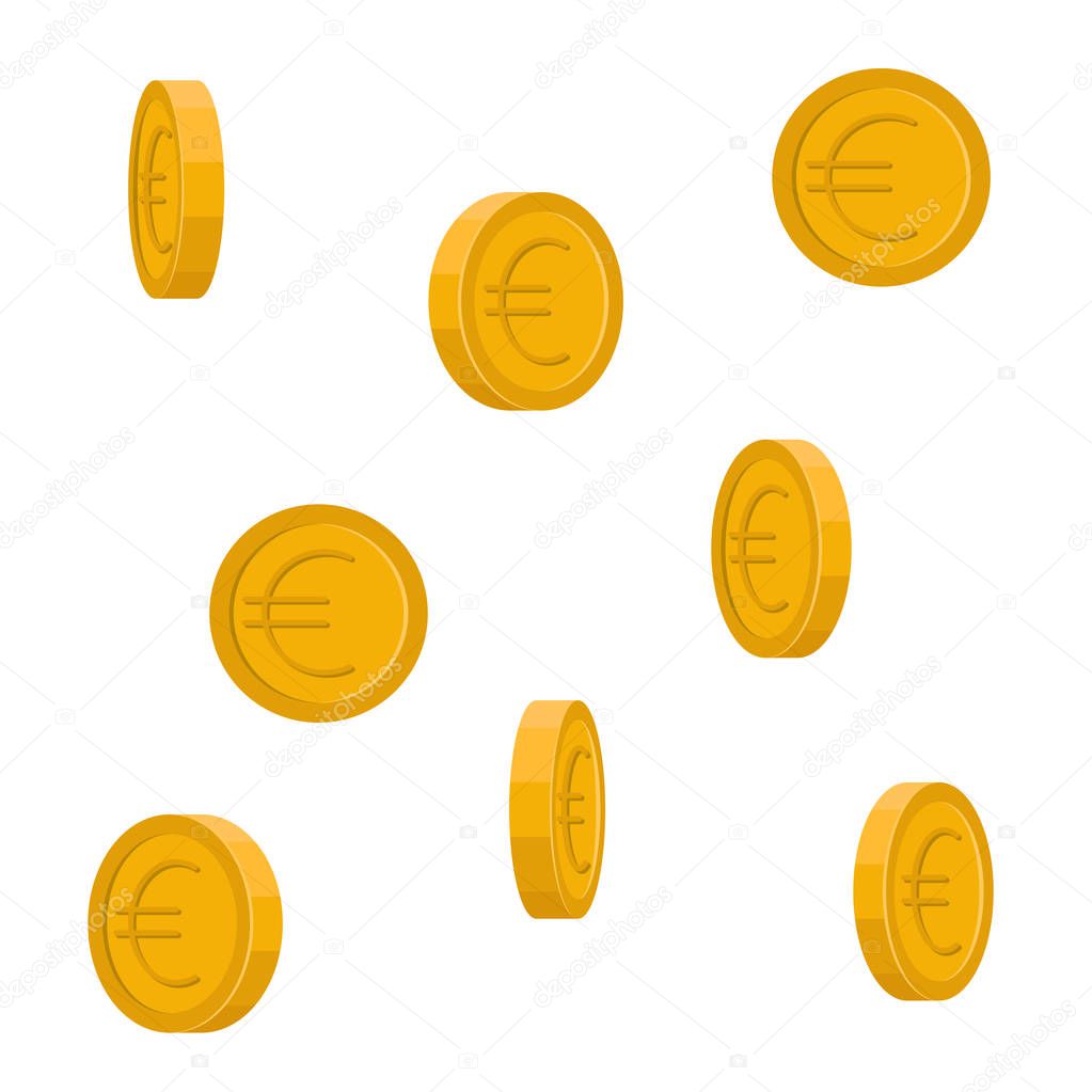 Vector image of Euro coins falling down