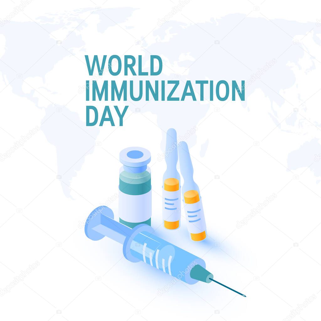 World immunization day concept, vector flat style