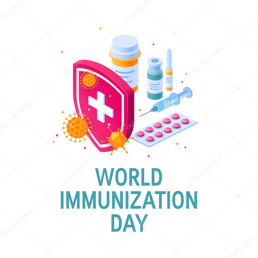 World immunization day concept, vector flat style