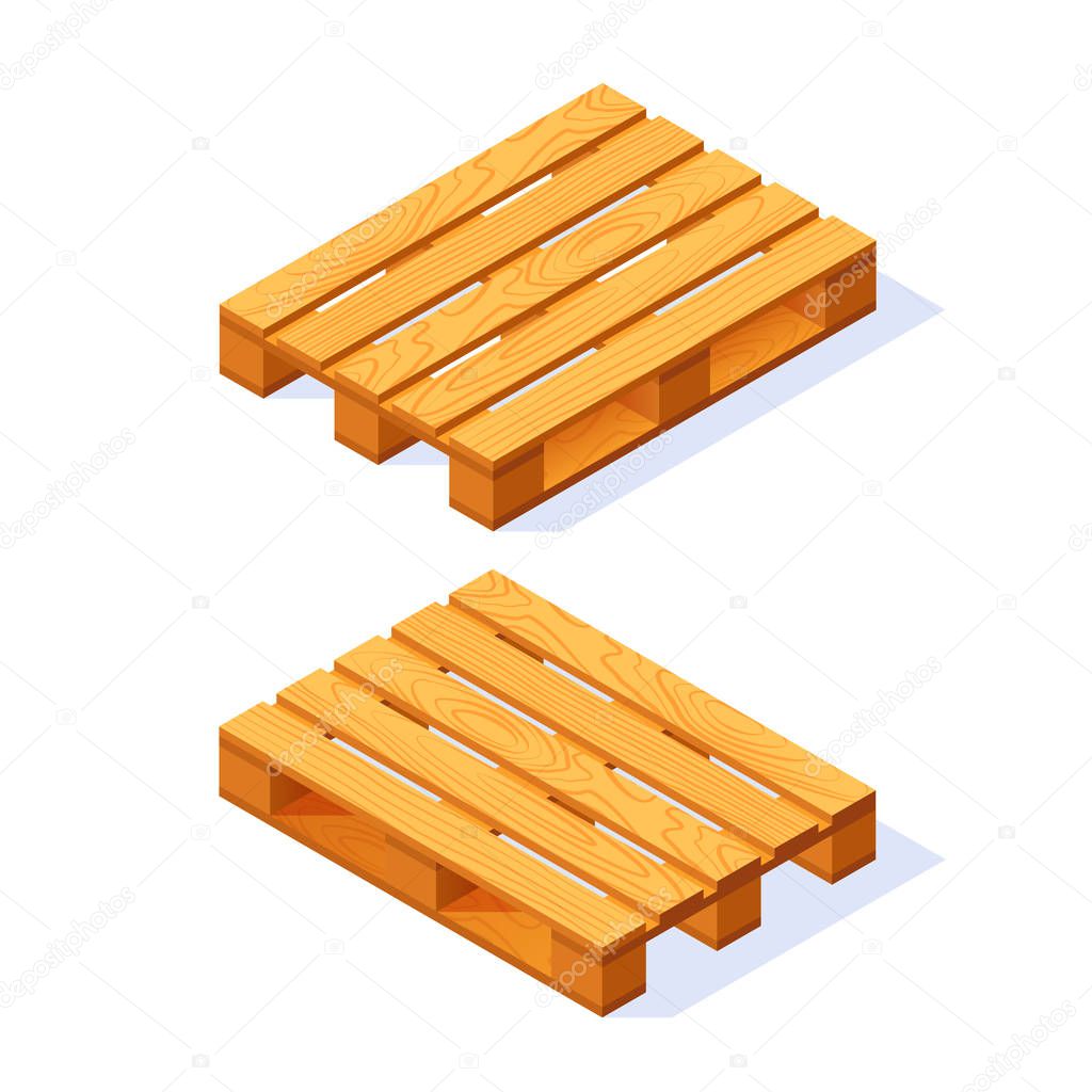 Vector wooden pallet icon in flat style