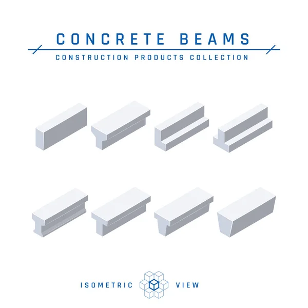 Concrete beams in isometric view, vector icon — Stock Vector
