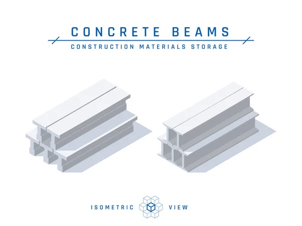 アイソメトリックビューのコンクリートビーム,ベクトルアイコン — ストックベクタ