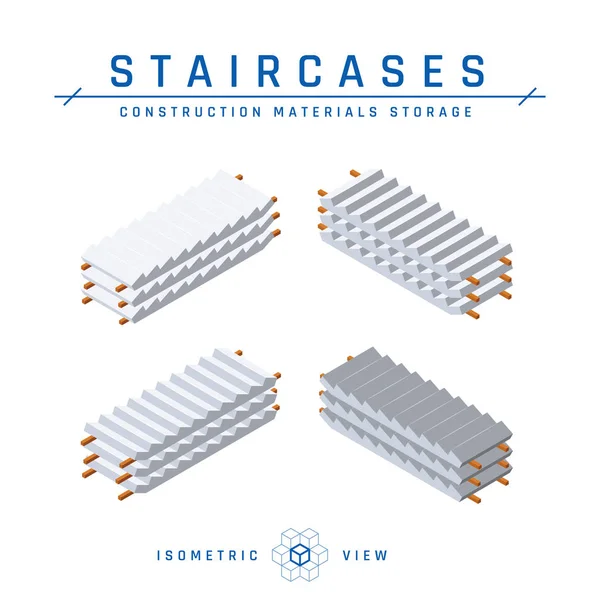 Staircases, top view, vector in isometric style — Stock Vector