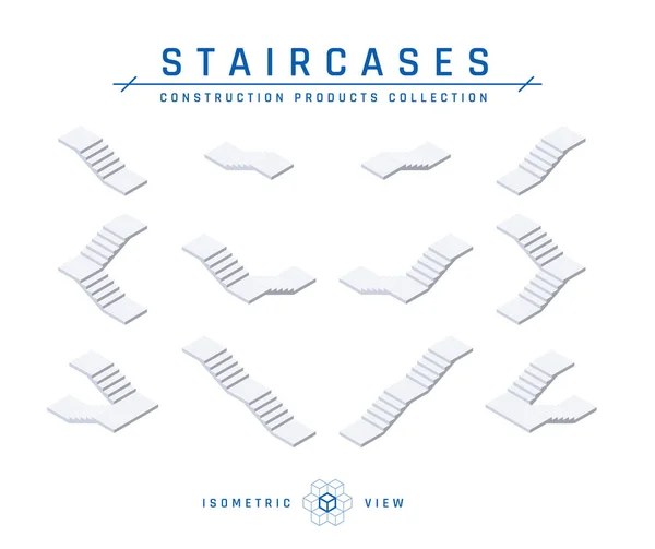 Staircases, top view, vector in isometric style — Stock Vector