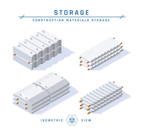 Stockage béton en vue isométrique, icône vectorielle Vecteurs De Stock Libres De Droits