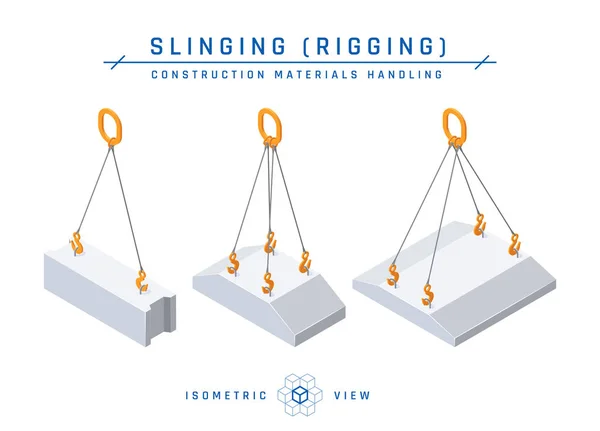 Concrete block slinging, vector in isometric style — ストックベクタ