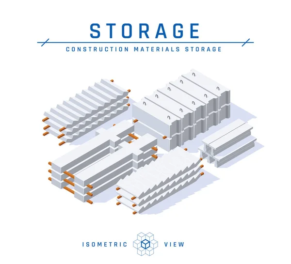 Concrete storage in isometric view, vector icon — Stock Vector