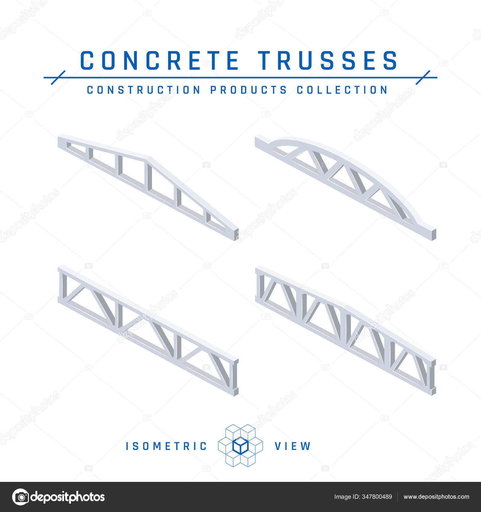 Concrete Trusses Isometric View Set Icons Architectural Designs Vector Illustration Stock Vector Image By C Marina Ua