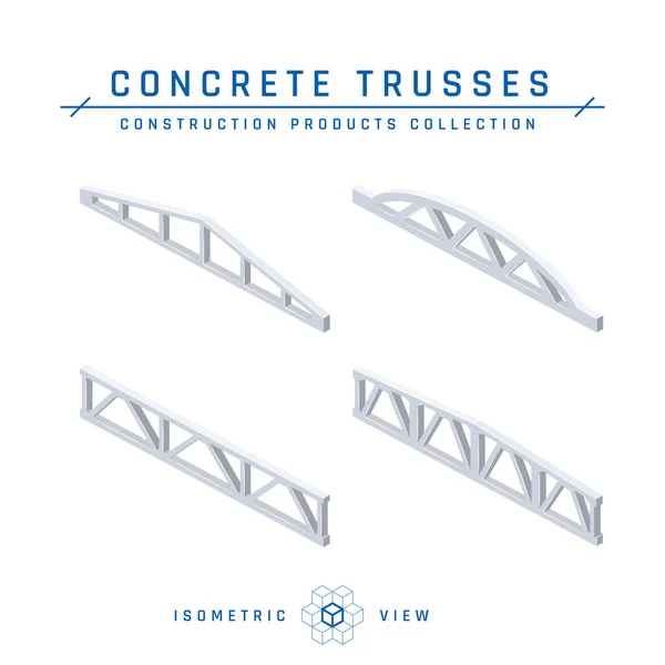 Treliças Betão Vista Isométrica Conjunto Ícones Para Projetos Arquitetônicos Ilustração — Vetor de Stock