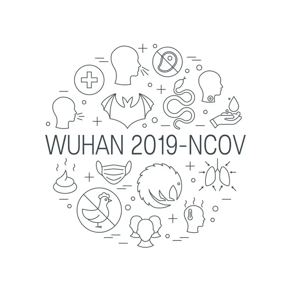Koronavirový Kulatý Rám Wuhan 2019 Ncov Ikony Tvaru Kruhu Vektorová — Stockový vektor