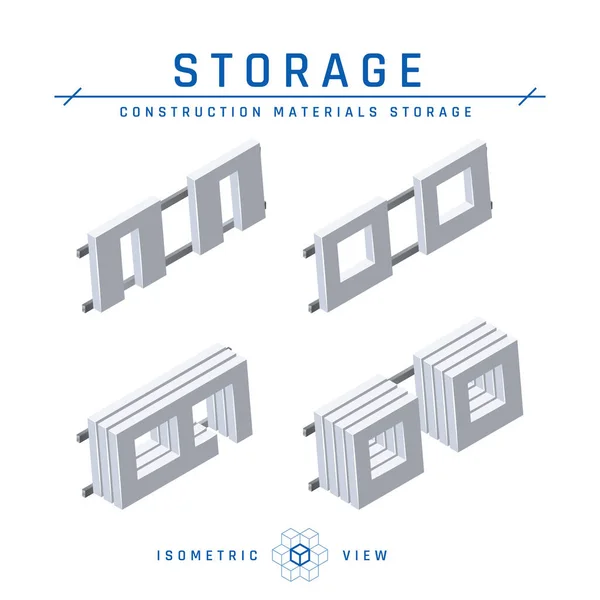 Concepto Almacenamiento Paneles Hormigón Bloques Cemento Prefabricados Para Edificios Modulares — Archivo Imágenes Vectoriales