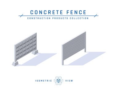 Düz biçimli beton çit simgeleri, vektör