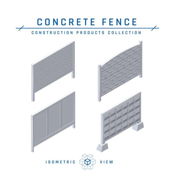 Concrete fence icons in flat style, vector Royalty Free Stock Vectors