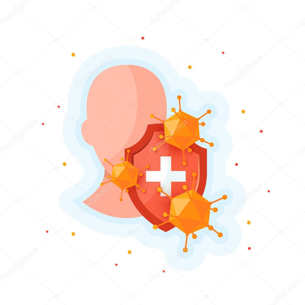 Immune system icon in cartoon style, vector