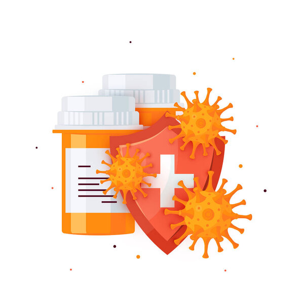 Pharmacy bottles vector concept in cartoon style