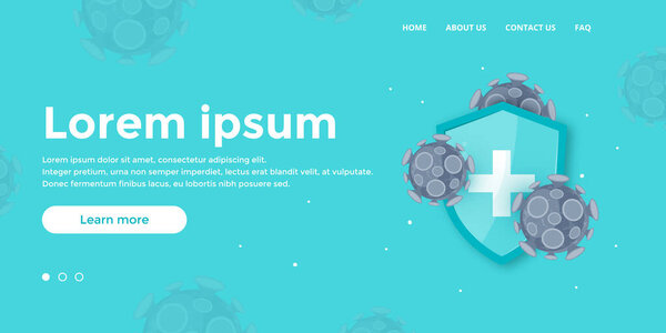 Immune system banner in cartoon style, vector