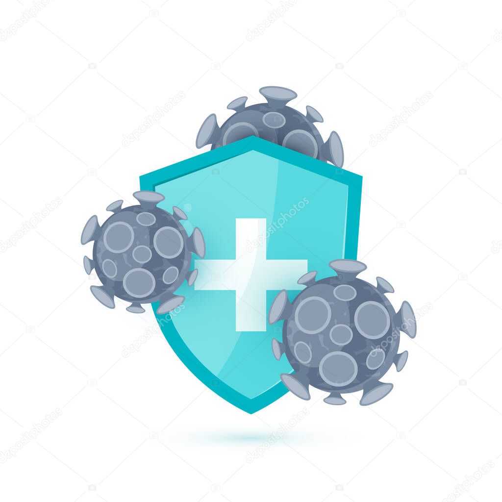 Immune system icon in cartoon style, vector